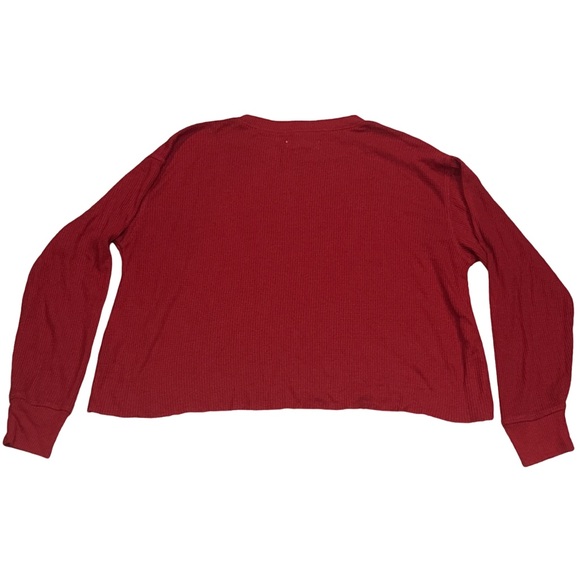 Y2K HOLLISTER women's red oversized l/s waffle shirt, size extra small. - Picture 3 of 3